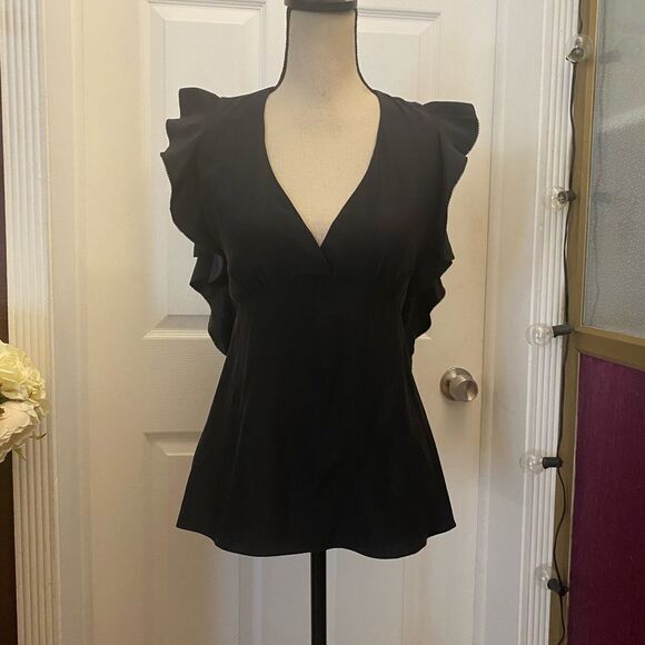 BCBG MaxAzria 100% silk open back blouse, XS - Picture 2 of 6